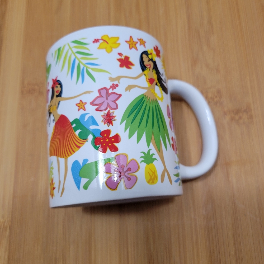 Set of 2 Island Hula Honeys Hawaiian luau coffee mug hula dancers